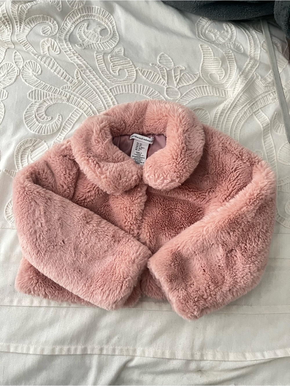 cupcakes & cashmere Plush Pink Faux Fur Kids Jacket